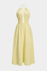 Halter Neck Cut Out Satin Maxi Dress 2