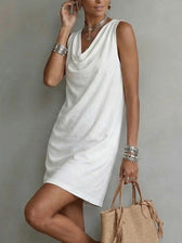 Cowl Neck Sleeveless Pocket Mini Dress 2