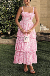 Chiffon Strap Maxi Floral Dress 4