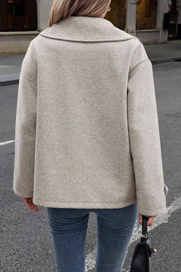 Cropped Wool Blend Oversized Coat