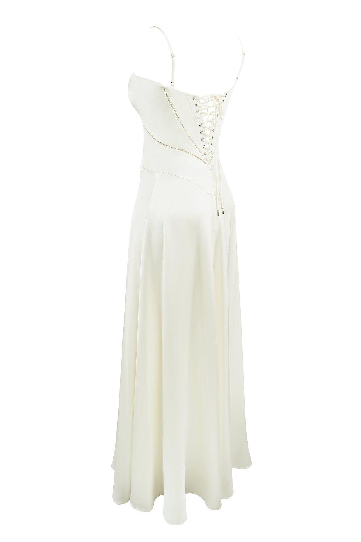 Satin Square Neck Cut Out Panel Spaghetti Strap Maxi Dress 11
