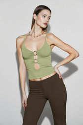 Front Cutout Cropped Cami Top
