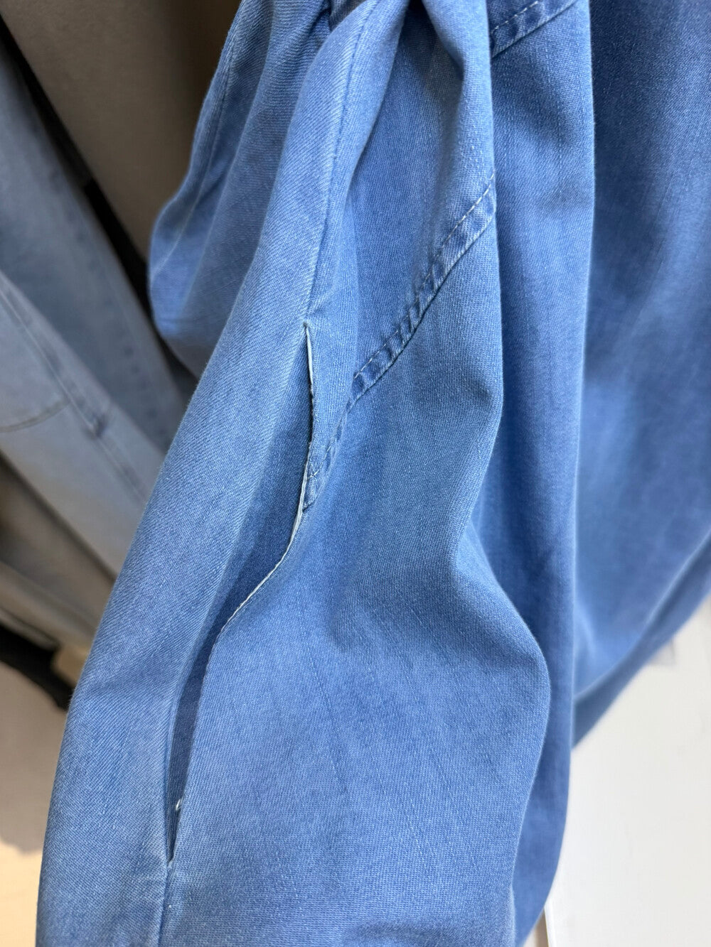 Denim Sleeveless Ruffle Trim A-Line Maxi Dress 20