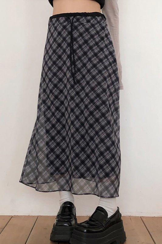 Vintage Tartan High Waist A-Line Skirt