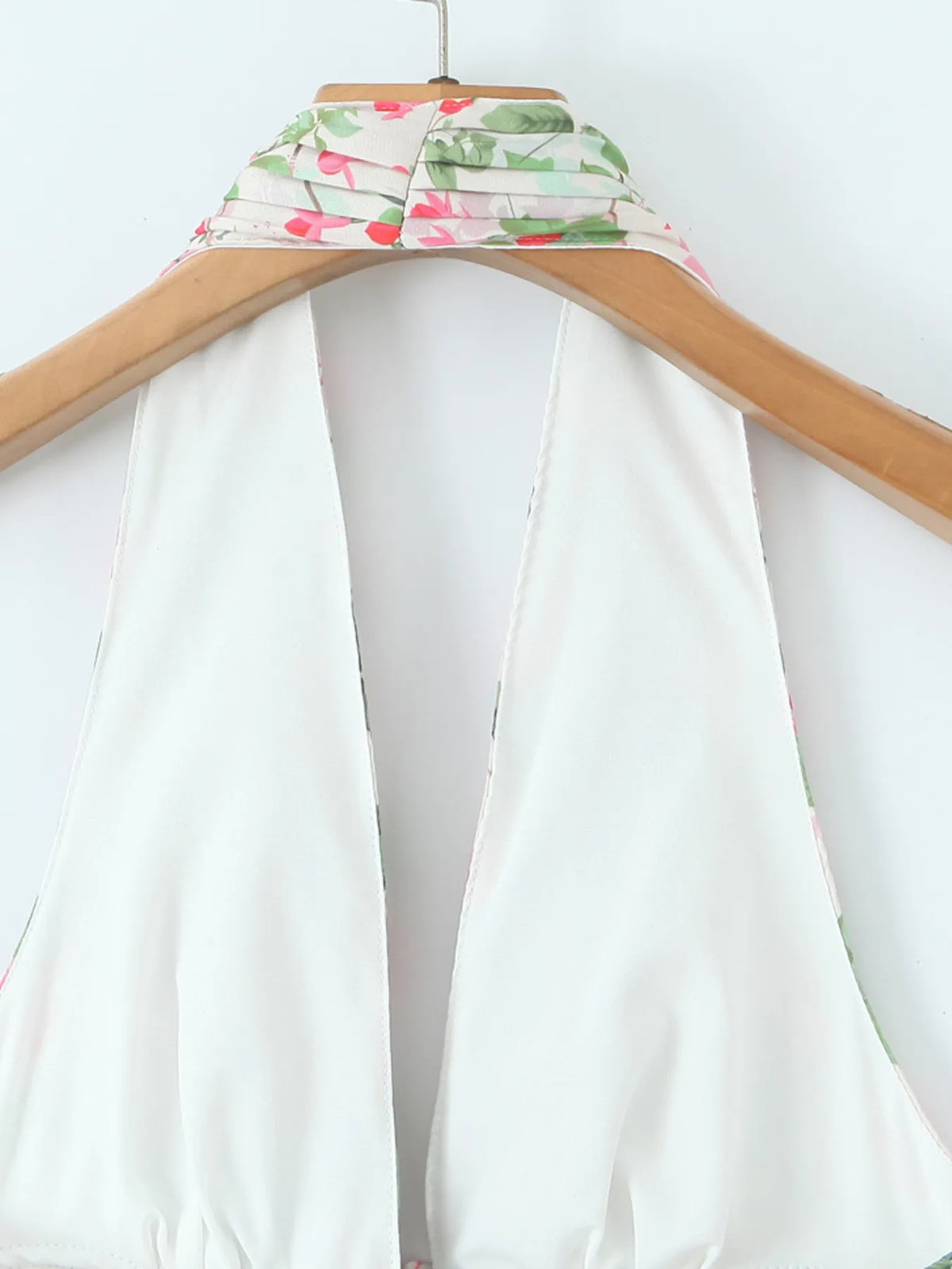 Floral Print Halter Plunge Keyhole Drop Waist Flared Mini Dress 6