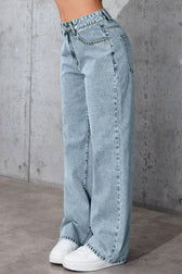 Casual High Waist Relaxed Straight Leg Jeans