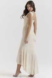 Print Cami Bandeau Backless Mermaid Lace Dress