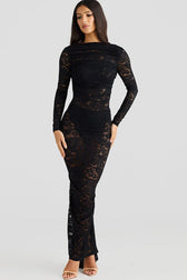 Lace Backless Long Sleeve Lace Dress 6