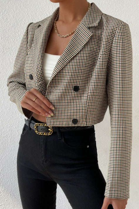 Houndstooth Cropped Blazer