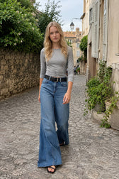High Waist Patchwork Slim Flare Long Jeans