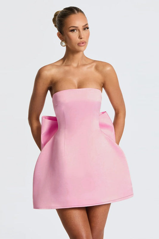 Satin Bow LowBack Party Dress