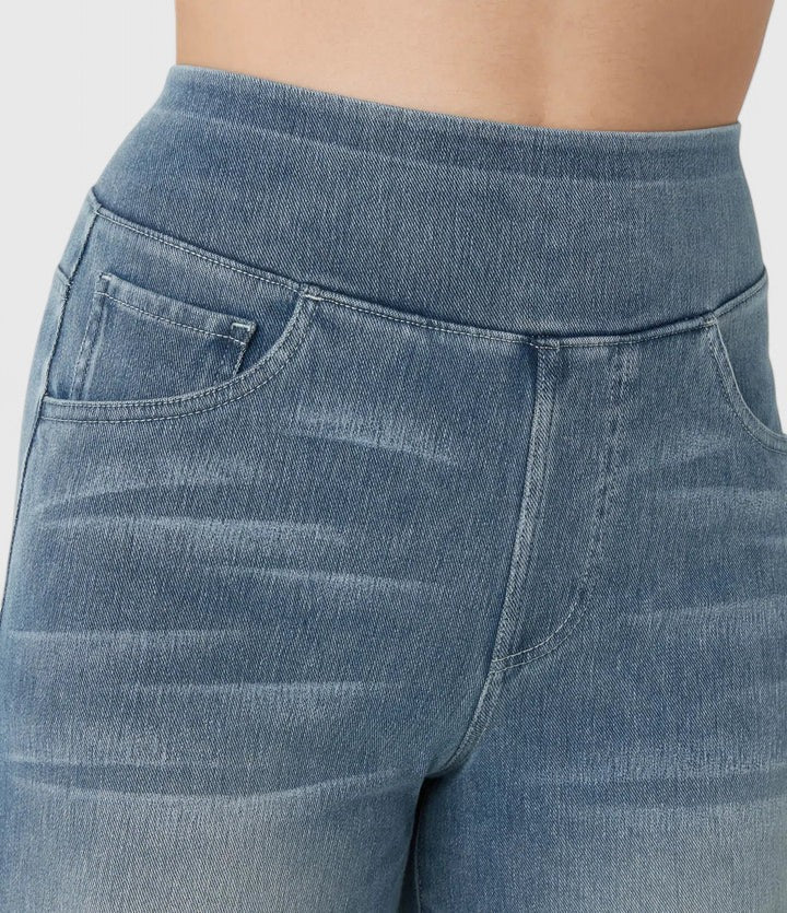 High Waist Wide Leg Washed Jeans