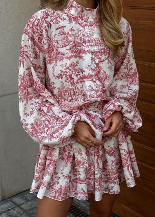 Vintage-InspiRed Puff Sleeve A-Line Mini Dress