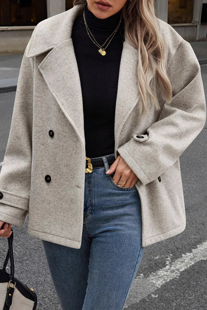 Cropped Wool Blend Oversized Coat