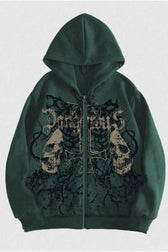 Retro Street Graphic Zip Hoodie