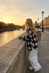 Relaxed Fit Plaid Long Sleeve Blouse