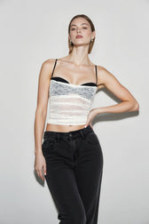 Y2K Lace Panel Color Block Cami Top