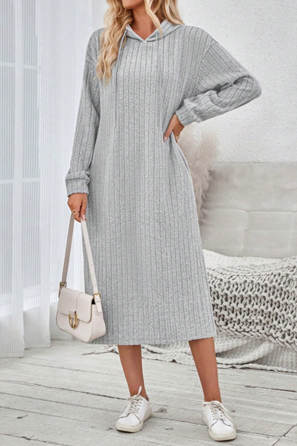 Minimalist Yvonne Long Sleeve Hooded Dress for Modern Fashion Wear