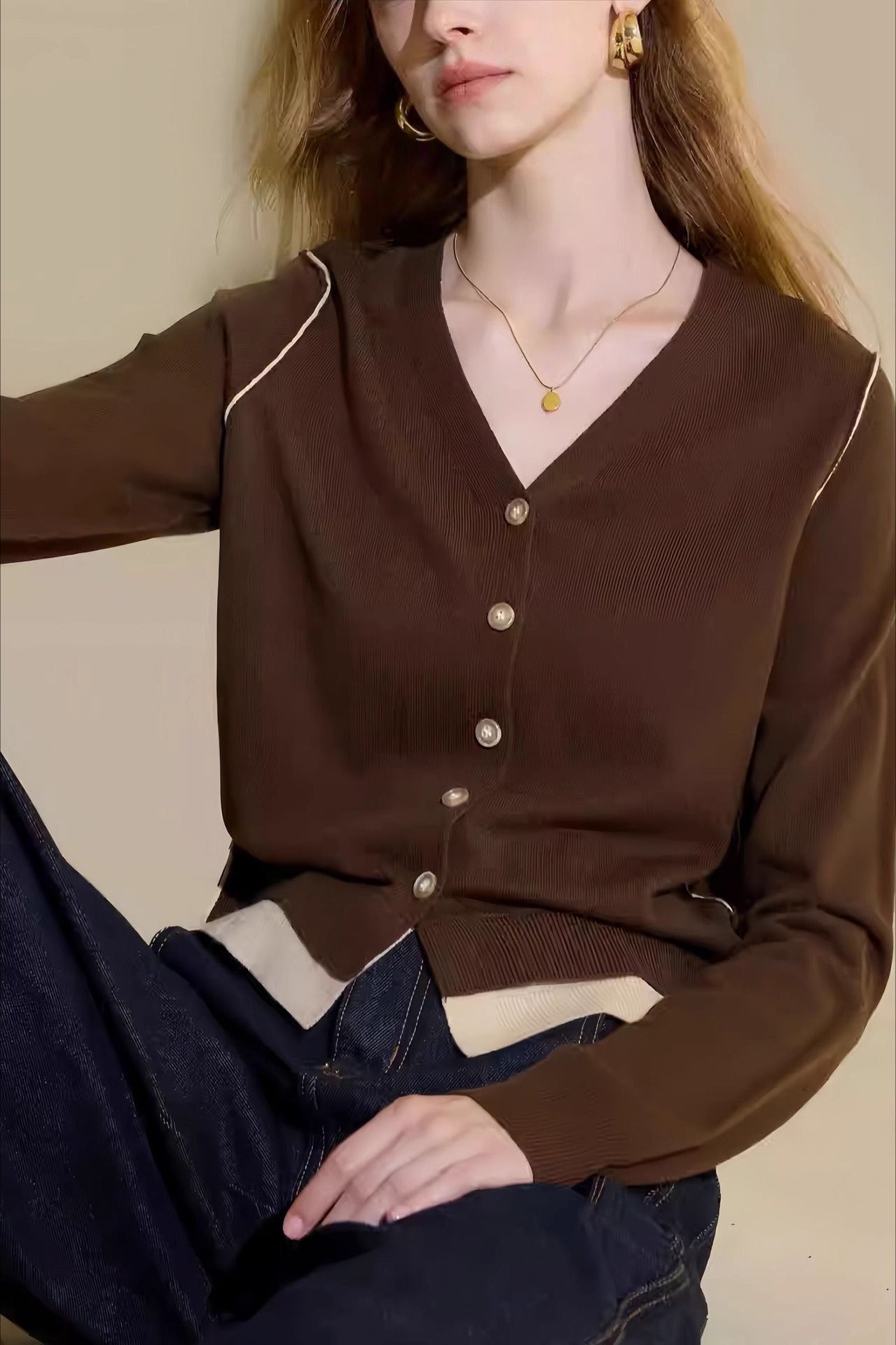 Vintage Maillard Thin Wool Cardigan