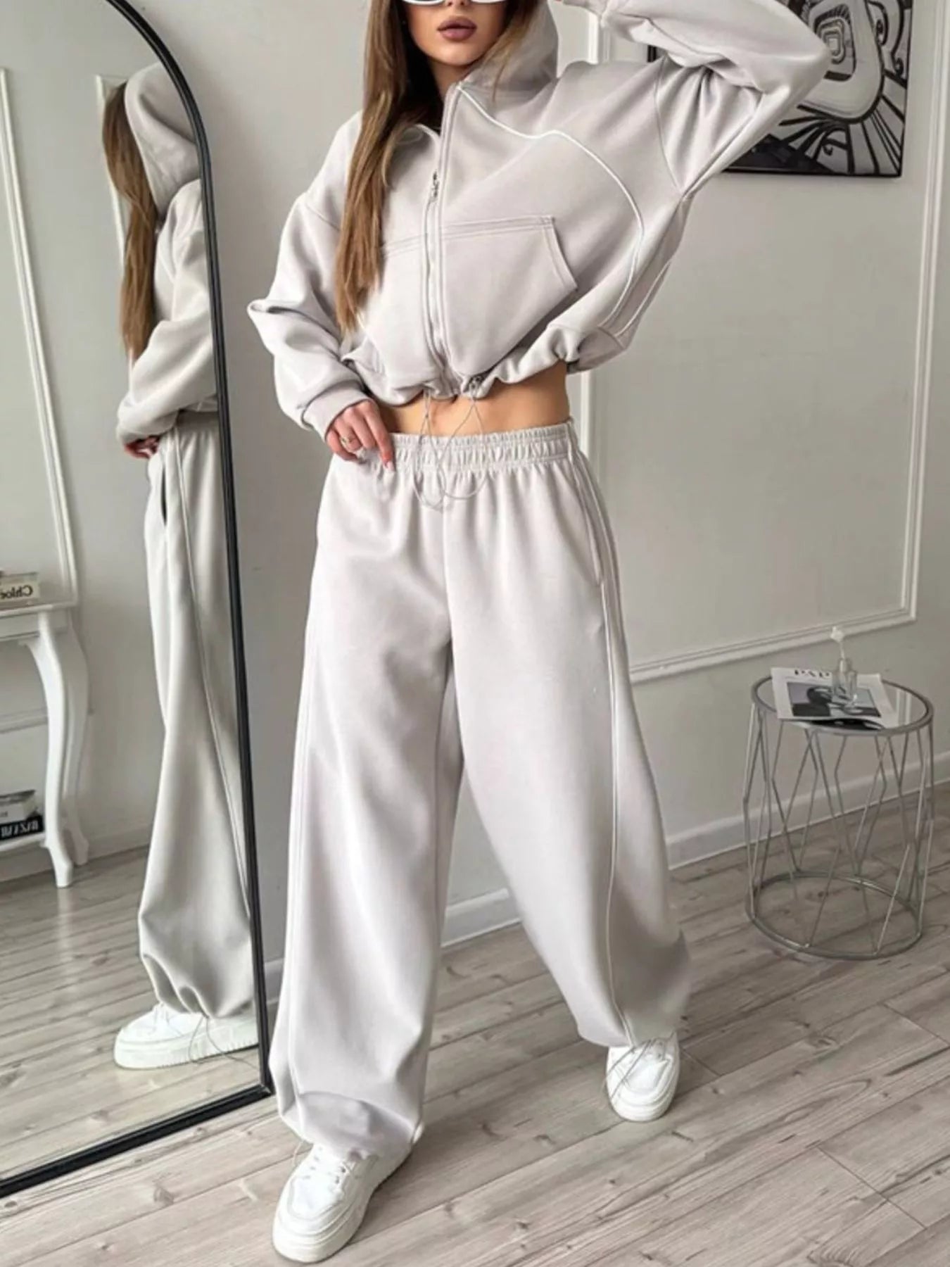 Fleece Zip-Up Hoodie and Joggers Set