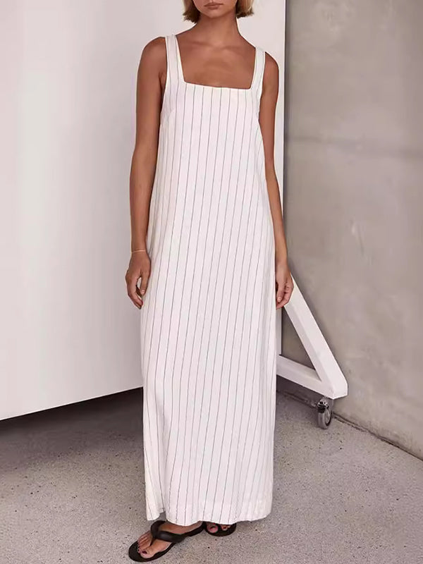 Striped Square Neck Sleeveless Maxi Dress 5