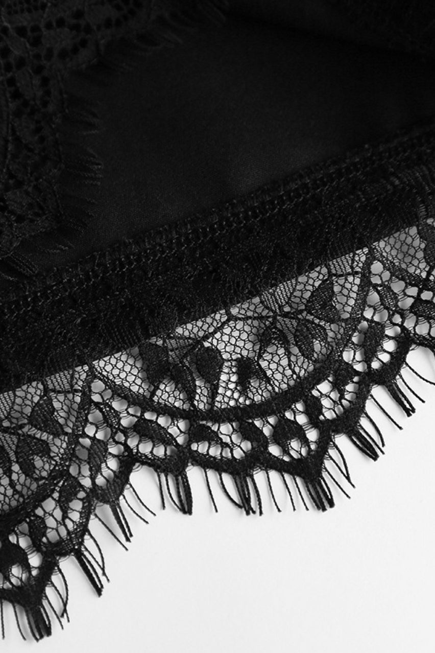 Black Lace Trim High Waist Tailored Shorts