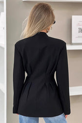 Elegant V-Neck Tailored Waist Blazer