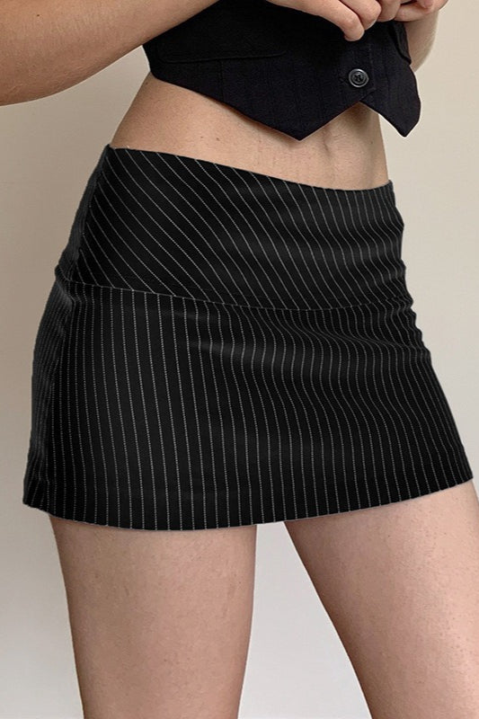 Diagonal Stripe Low Waist Bodycon Mini Skirt