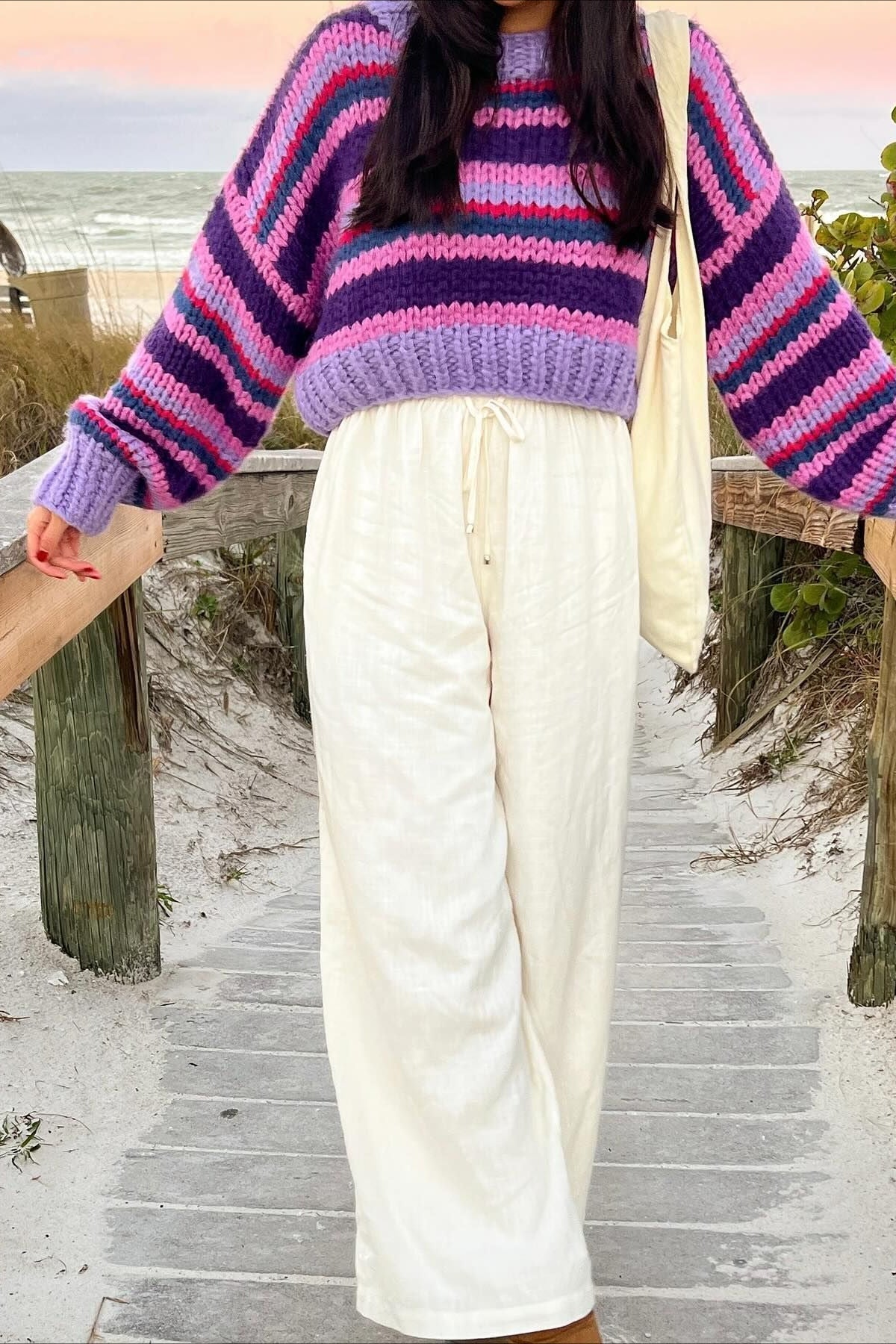 Striped Knit Pullover Sweater