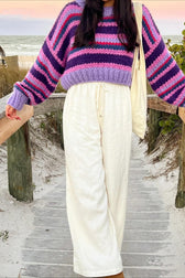 Striped Knit Pullover Sweater