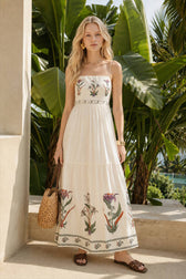 Backless Pleated Floral Dress