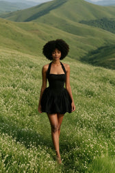 Sleeveless Halter Bubble  Mini Dress