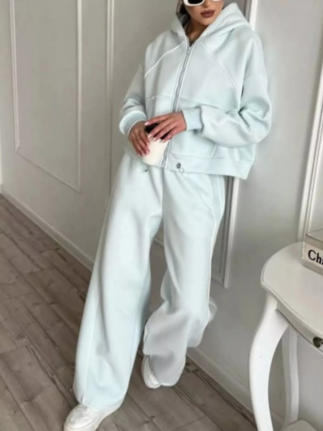 Fleece Zip-Up Hoodie and Joggers Set