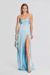 Strapless Slit Slip Prom Dress