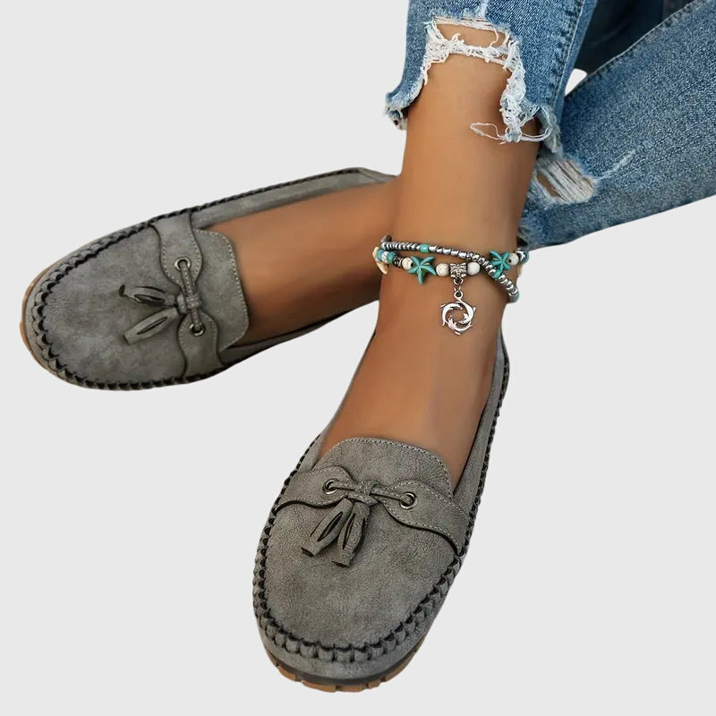 Round Toe Tassel Slip On Moccasin Flats