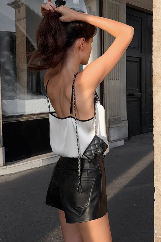 Deep V Lace Trim Cami Top