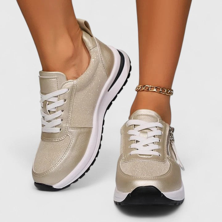 Glitter Lace Up Side Zip Platform Sneakers