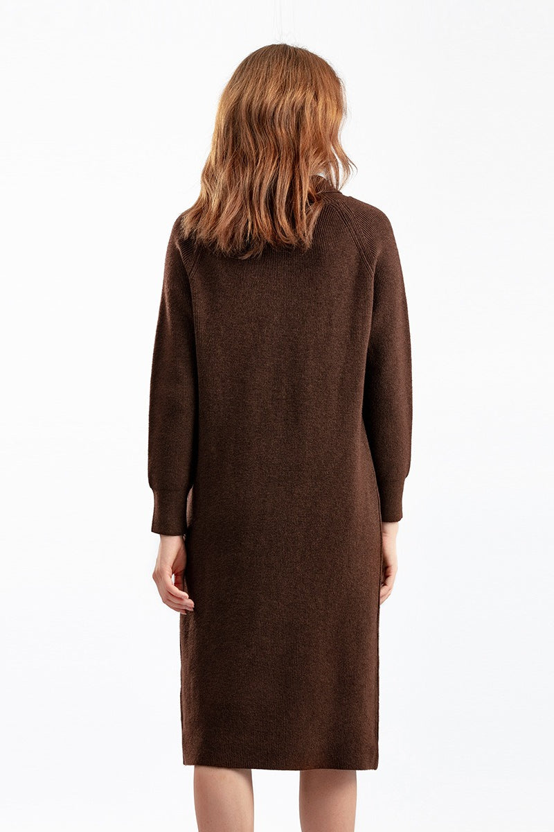Zipper Pullover Sweater Dress