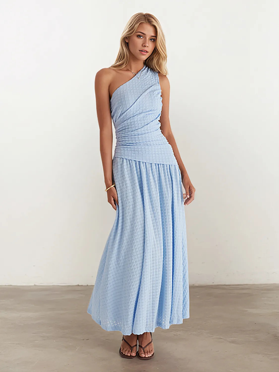 Textured Single Shoulder Dress