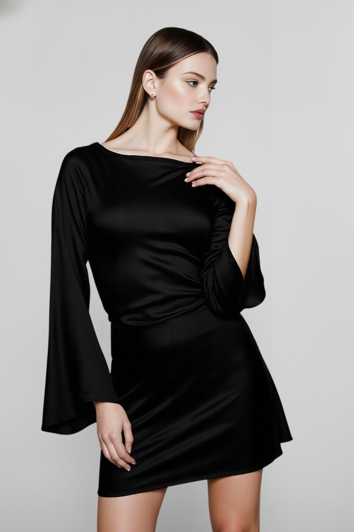Elegant Satin Waist Tie Slim Bodycon Cocktail Cocktail Dress