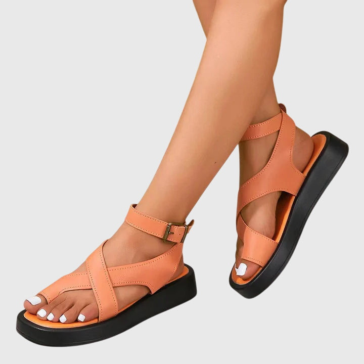 Ankle Strap Buckle Open Toe Platform Flat Sandals