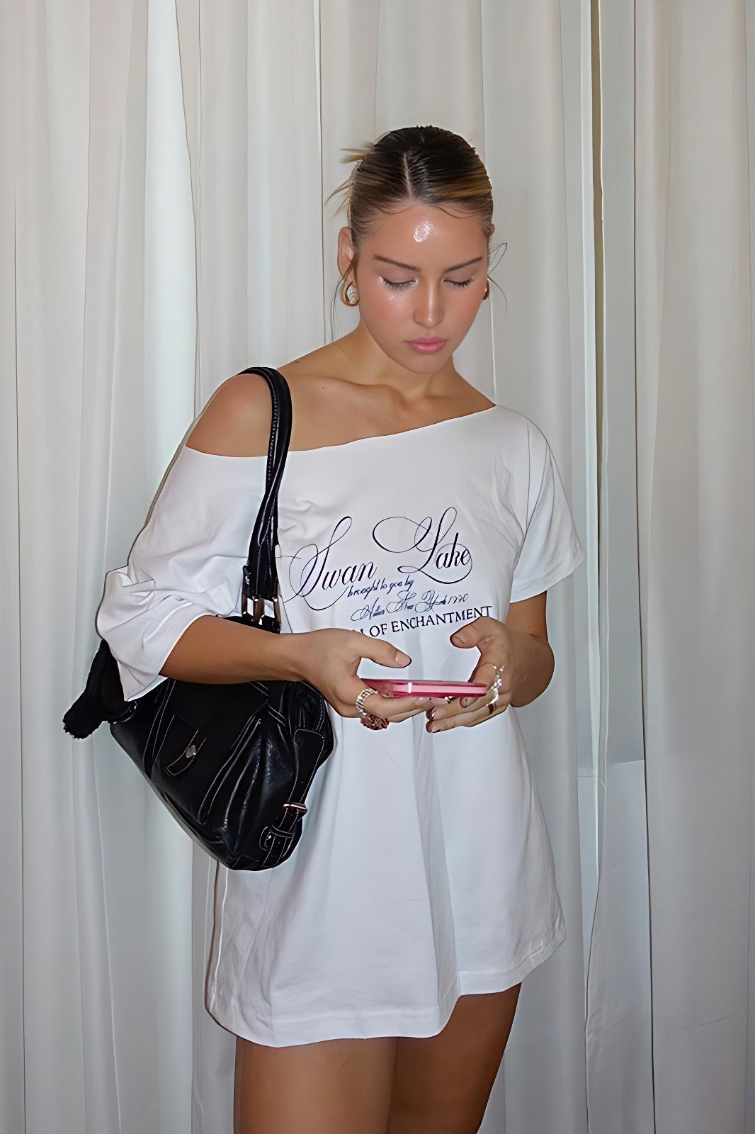 Letter Print One Shoulder T-Shirt