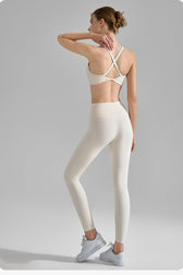 Seamless Cross Back Bra Sculpting Pants Activewear Set