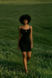 Spaghetti Strap Ruffle Tie Mini Slim Bodycon Dress