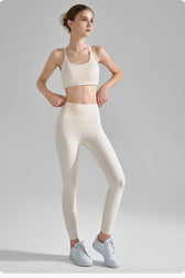 Seamless Cross Back Bra Sculpting Pants Activewear Set