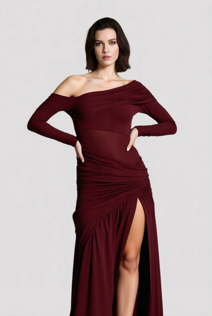 Sheer Mesh Ruched Bodycon Dress