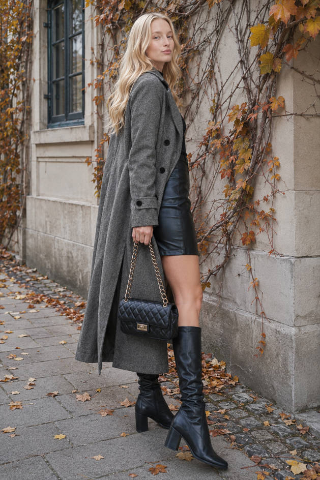 Slim Fit Double Breasted Lapel Overcoat