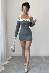 Lace Trim Off Shoulder Sweater Dress 3
