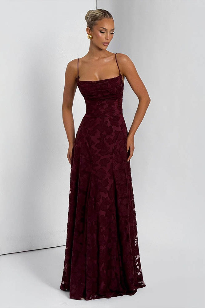 Chiffon Backless Spaghetti Strap Maxi Dress - View 2