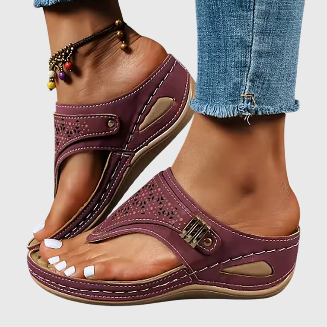 Cut Out Thong Platform Wedge Sandals 10